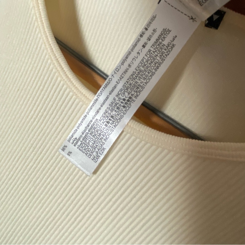 ZARA Pearl Embellished Ribbed Seamless Crop Top - Picture 8 of 8